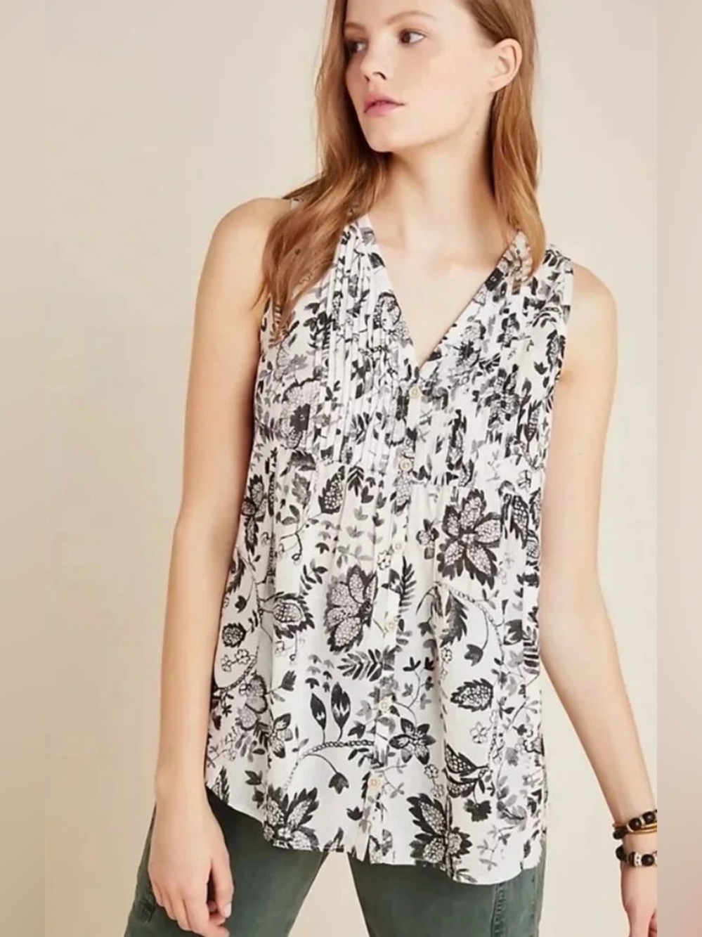 Anthropologie Maeve Bailee Button Down Pleated Top